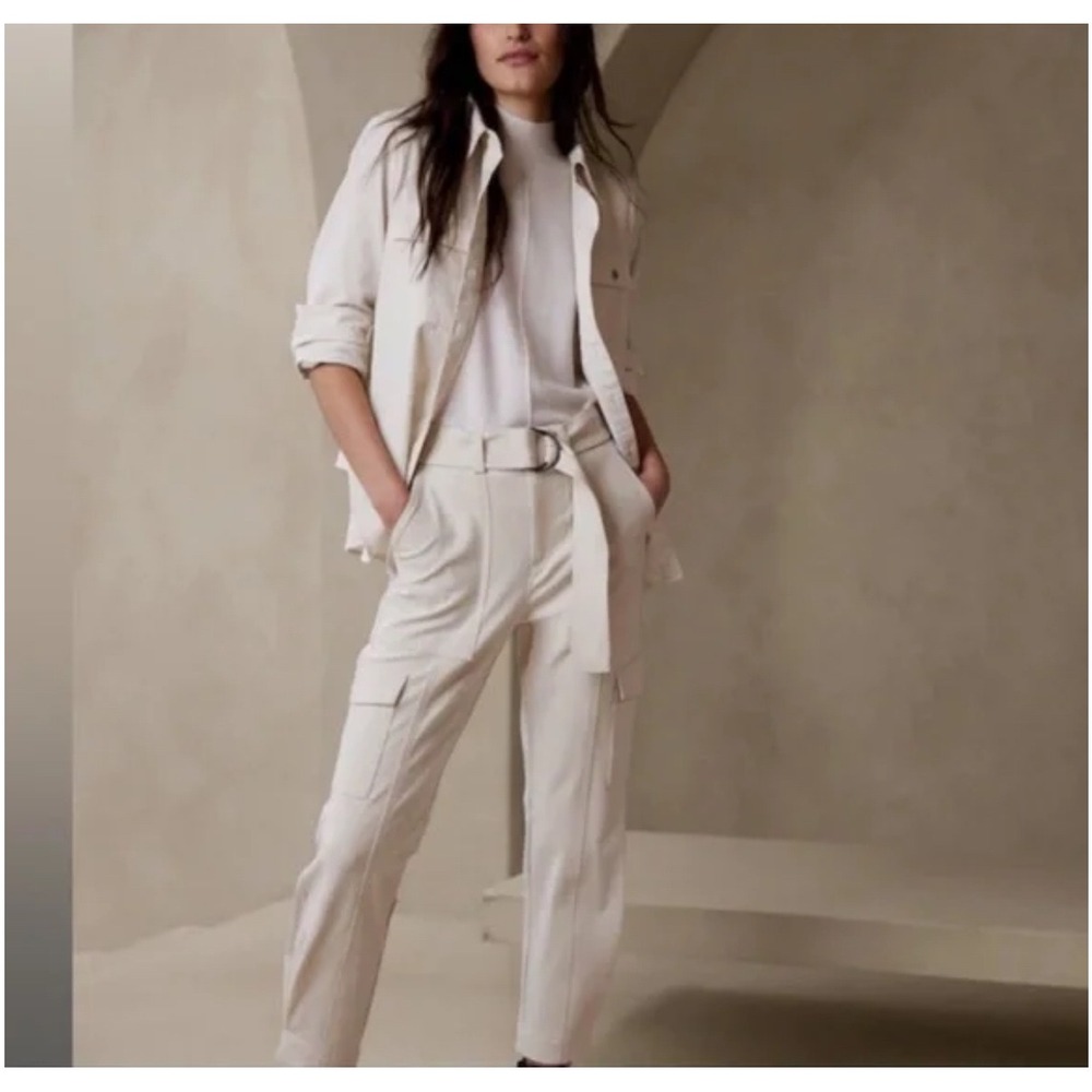 Banana Republic Women's Cream Cargo Belted Trousers